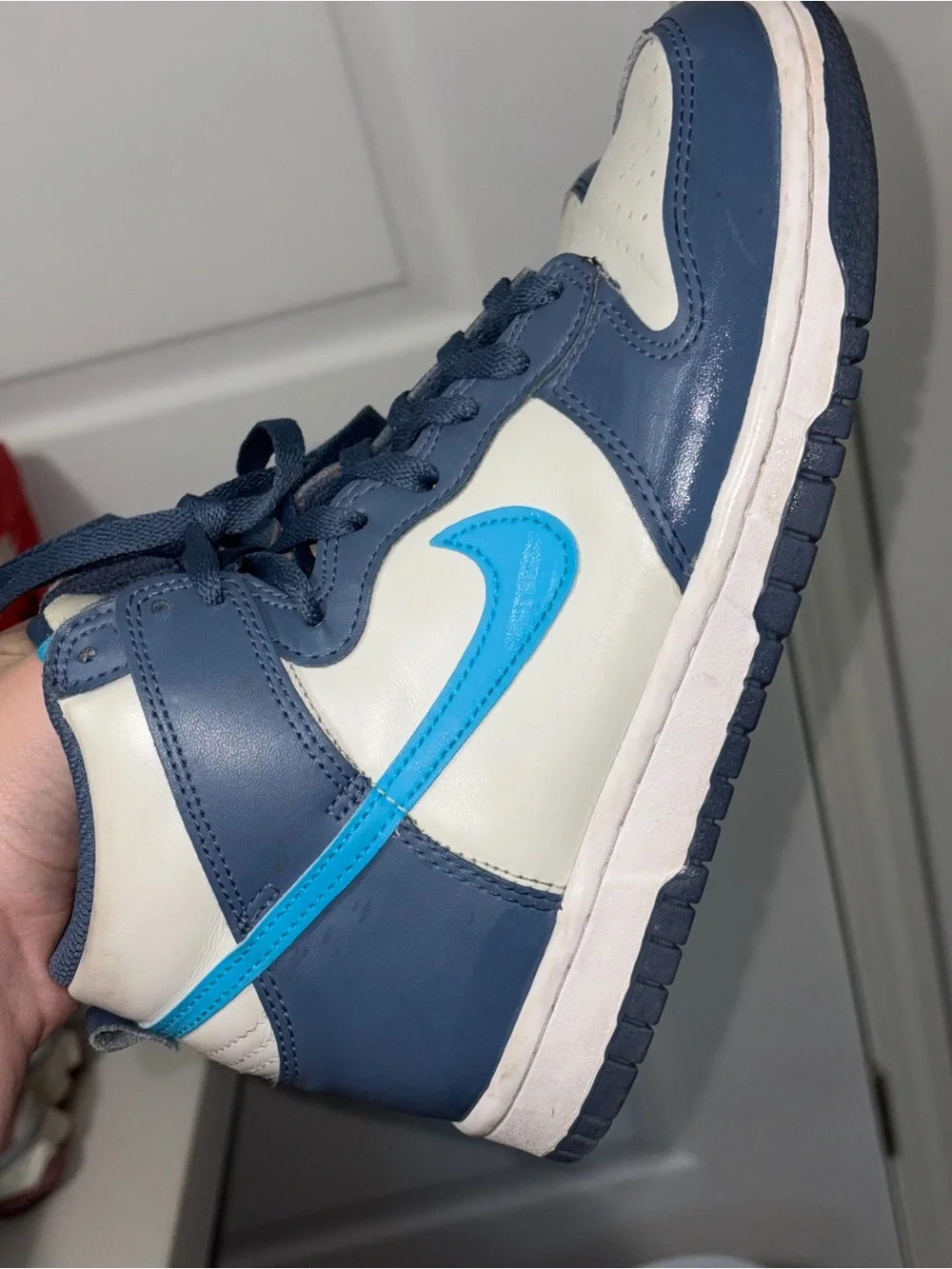 Nike Kids High-Top Sneakers in Navy, White & Bright Blue